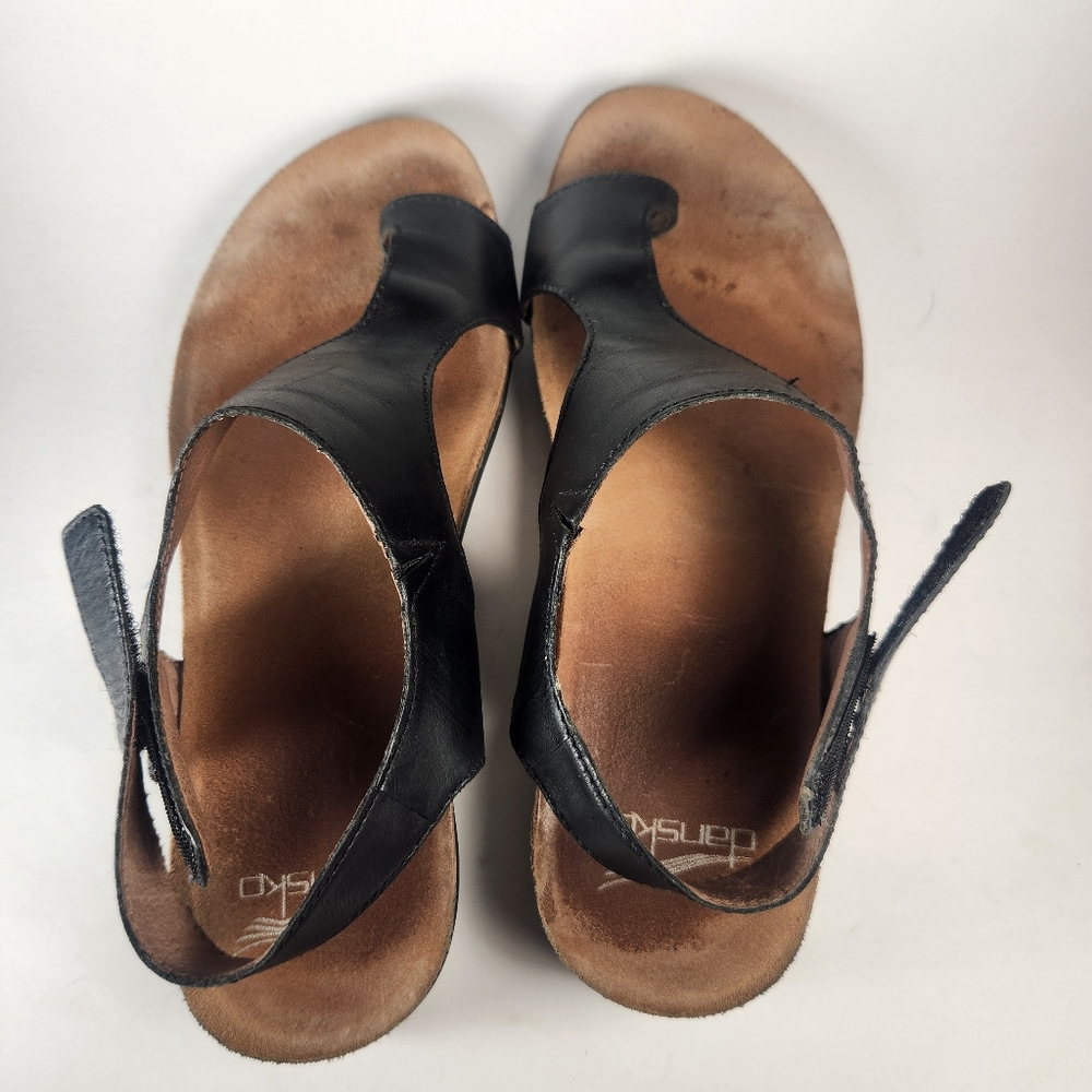 DANSKO Women's Reece Sandal 10 EU 40 Black Leather Comfort Slingback Wedge Shoe - Picture 10 of 10